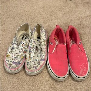 Vans Kids Pink Slip-On and White Unicorn Print Lace-Up Sneakers